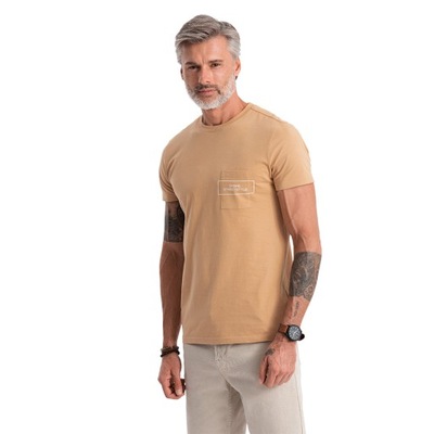 T-shirt męski bawełniany jasnobrązowy V6 S1742 M