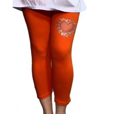 LEGGINSY RYBACZKI ORANGE SERCE CYRKONIE 5XL 50 52