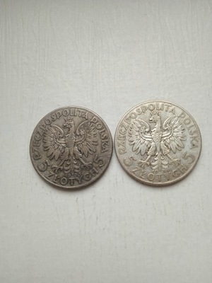 5 złotych 1933 + 5 złotych 1934 Polonia srebro