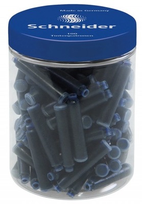 Naboje do piór plastikowy słoik 100szt niebieski