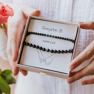 Zestaw bransoletek DLA NIEJ I DLA NIEGO z turmalinem i malachitem