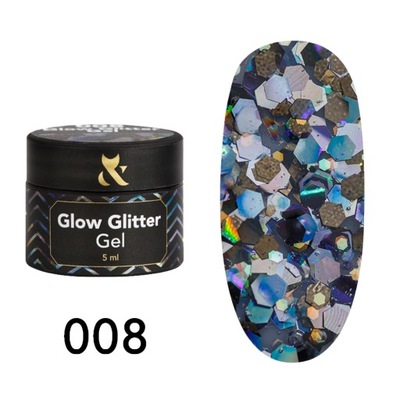 Lakier do zdobień F.O.X. Glow glitter gel 008 5 ml
