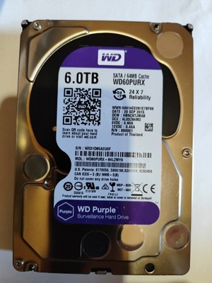 Dysk WD60PURX Purple 6TB SATA III 3,5"