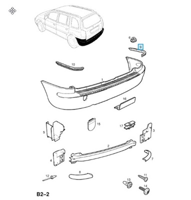 OPEL OE 90580842 ШИНА НАПРАВЛЯЮЧА, ПЛИТА КІНЦЕВА TYŁU, СТОРОНА ПРАВЕ