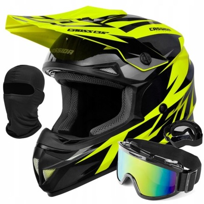 CASSIDA CROSS CASCO PARA MOTOCICLETA CUP/TWO HI VIS + GAFAS KOMINIARKA XS 53-54CM  