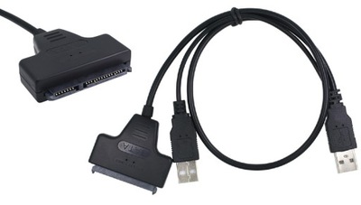 KABEL PRZEWÓD ADAPTER 2,5 HDD SSD SATA - USB 2.0 DO DYSKU TWARDEGO Y 2xUSB