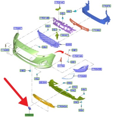 Заглушка радар st-line kuga escape 2020- 2024 2434835 _ lv4b-17e810-vb5uaw фото №1