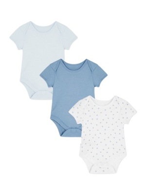 Body 3-pak krótki rękaw błękit PRIMARK 6-9m 74 cm