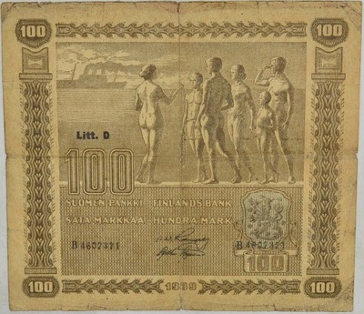 17.a.aj.Finlandia, 100 Markkaa 1939, P.73.a, St.3