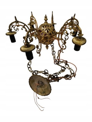 STARY MOSIĘŻNY ŻYRANDOL 6 RAMIENNY