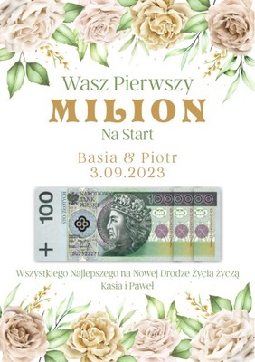 WASZ PIERWSZY MILION, PREZENT NA ŚLUB, Plakat A4