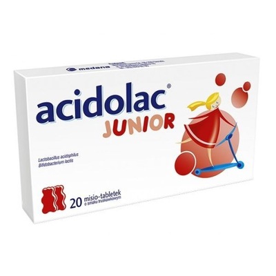 Acidolac Junior, smak truskawkowy 20 misiotabletek