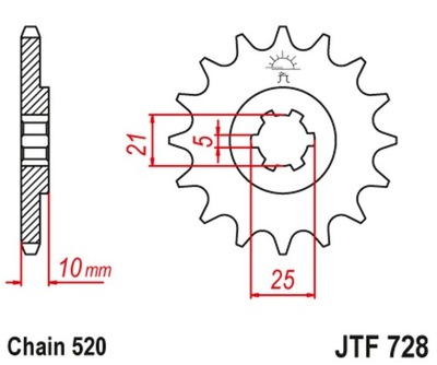 JT ЗУБЧАТКА ПЕРЕДНЯЯ 726 16 CAGIVA 500/600 RIVER