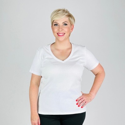OVE T-shirt V-Neck White bawełna biały 50