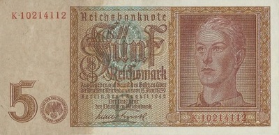 Niemcy - 5 Reischmark - 1942 - P186 - St.1-