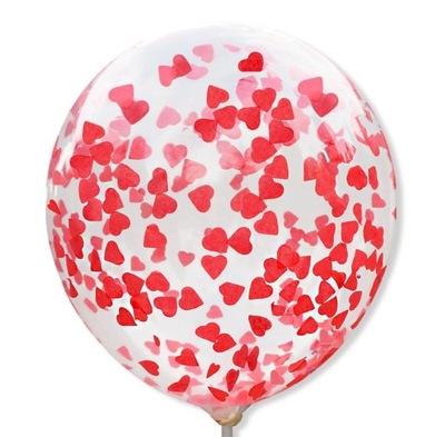 Balony z Konfetti CZERWONE SERCA 30cm -- 10szt