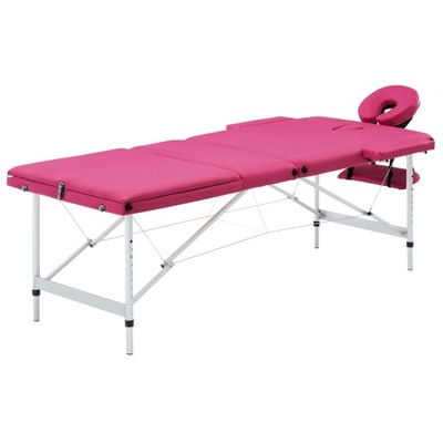 Składany stół do masażu 3-strefowy aluminiowy różowy