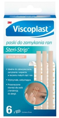 Viscoplast Steri-strip paski do zamykania ran 6 mm x 75 mm 6 sztuk