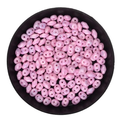 SuperDuo koraliki 2,5x5mm 10g 14494WH L.Met.Pink
