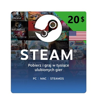 STEAM 20 USD $ - Karta podarunkowa, Gift card