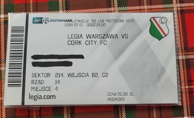 bilet Legia Warszawa - Cork City FC