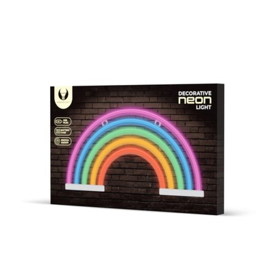 Neon LED Dekoracja Lampka TĘCZA Rainbow 5 Kolorów 3xAA LUB USB 5V 1A Uchwyt
