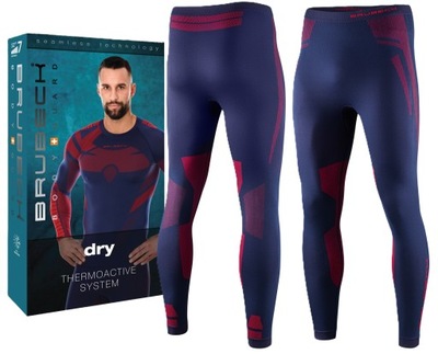 BRUBECK MĘSKIE WYGODNE LEGGINSY DO BIEGANIA - XL