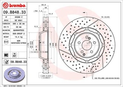 DISKU STABDŽIŲ BREMBO BRE 09.B848.33 