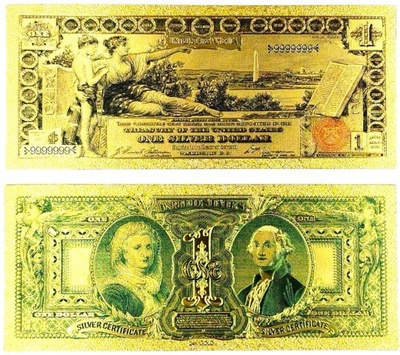 1 DOLAR 1896 Pozłacany Unikatowy Banknot