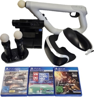 MEGA ZESTAW PLAYSTATION VR PS4/PS5 + 2x MOVE + KARABIN AIM + 3 GRY
