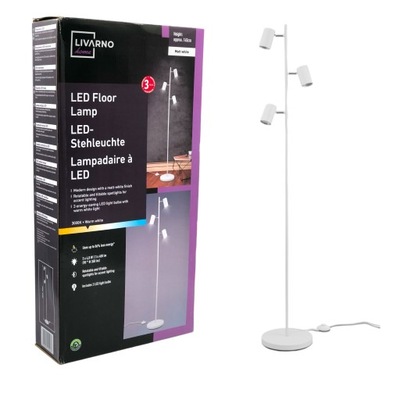 LAMPA PODŁOGOWA Z LED MATOWA BIEL 145cm LIVARNO