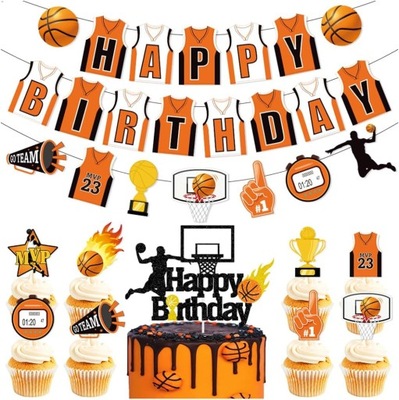 Koszykówka przyjęcie urodzinowe dekoracja koszykówka 'Happy Birthday' baner