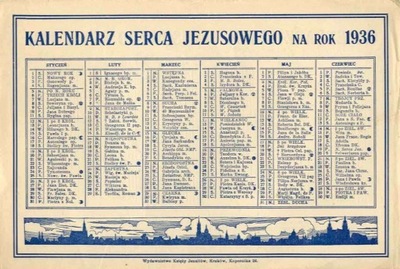 Kalendarz Serca Jezusowego 1936