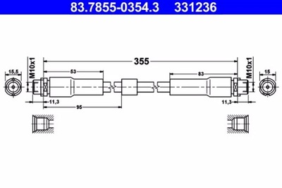 ATE 83.7855-0354.3 CABLE HAM.PRZOD  