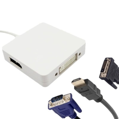 Adapter mini DisplayPort DP do HDMI VGA DVI 3w1