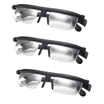 3 pary regulowanych okularów z regulacją ostrości i zmienną soczewką dioptrii