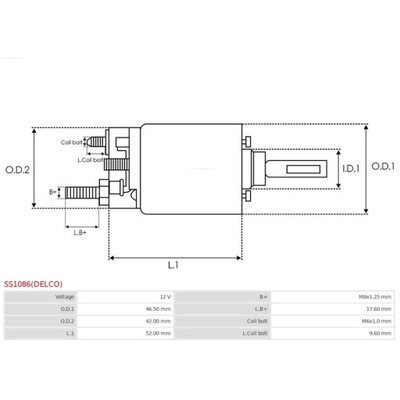 JUNGIKLIS ELEKTROMAGNETYCZNY, STARTERIS AS-PL SS1086(DELCO) 