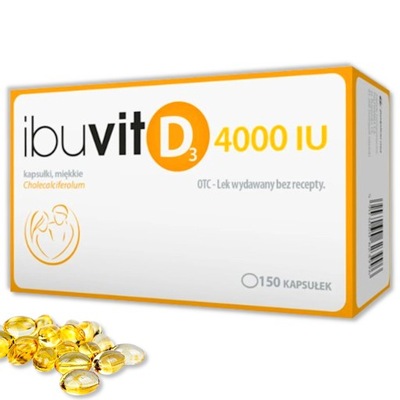 Ibuvit D3 4000 IU, 150 kapsułek, zapobieganie niedoborom witaminy D3