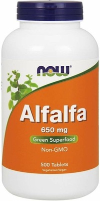 Alfalfa 650mg 500 tabl Lucerna Siewna NOW Foods