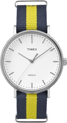 Zegarek męski srebrny na pasku Timex Indiglo