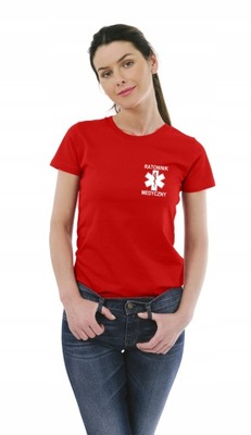 Koszulka Ratownik eskulap HAFT czerwona damska M