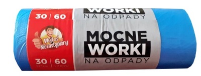 Worki na śmieci 60 L HDPE NIEBIESKIE 30 szt.