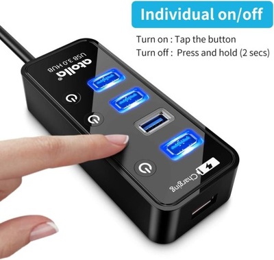 Hub USB 3.0 ATOLLA 4-Porty ON/OFF Koncentrator USB Bez Zasilania