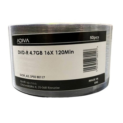 Adiva DVD-R 4.7GB 16x | szpindel 50 | 0117