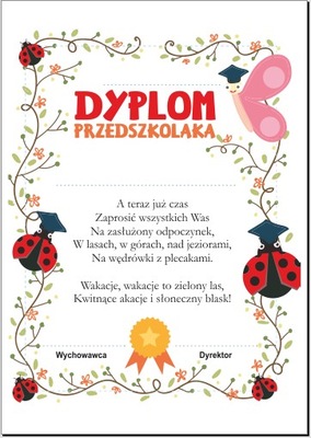 Dyplom Przedszkolaka Biedronki (Wzór 5) A4