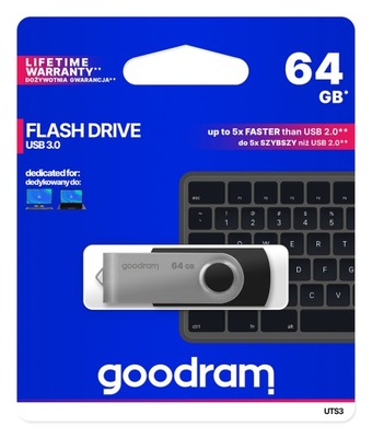 PENDRIVE PAMIĘĆ GOODRAM UTS3 64GB USB 3.0 CZARNY