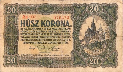 20 Koron 1920 2a057 Królestwo Węgier