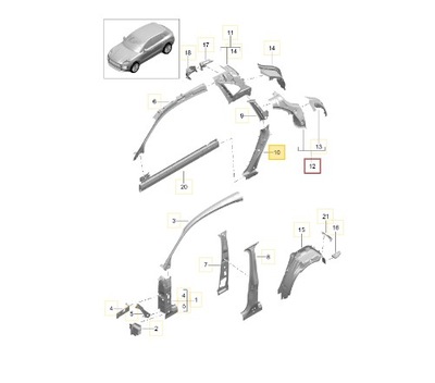 PILAR C DERECHA REFORZADOR PORSCHE MACAN 95B809262  