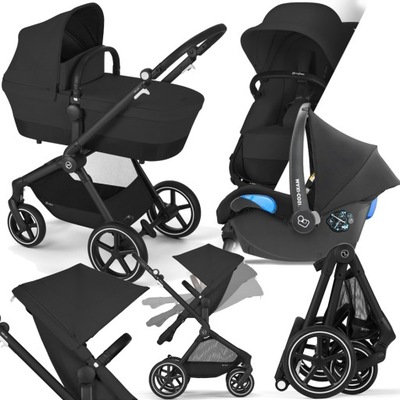 WÓZEK CYBEX 3W1 EOS LUX BLK MOON BLACK I FOTELIK MAXI-COSI CITI