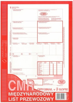 CMR Międzynarodowy list przewozowy A4 1+3 800-1